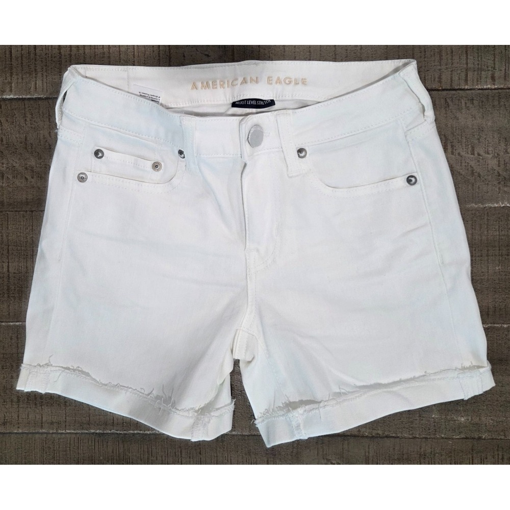 Womens Amerian Eagle White Denim Cut-off Shorts Size 4